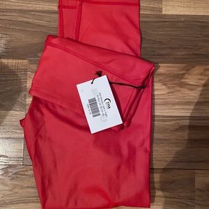 Zyia red metallic leggings